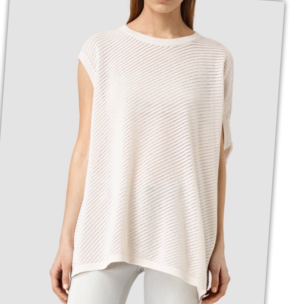 All Saints Grid Tee Almond Pink Marl Small :127